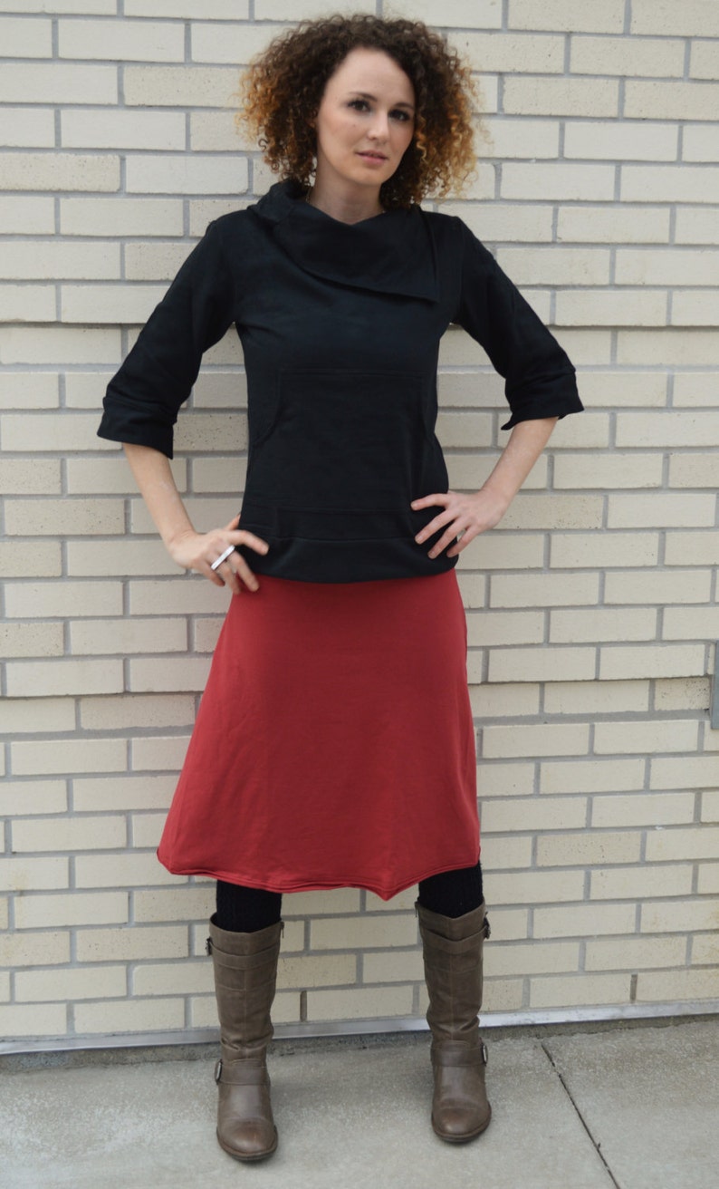 Bell Skirt convertible skirt/dress roll over waist skirt organic cotton skirt image 7