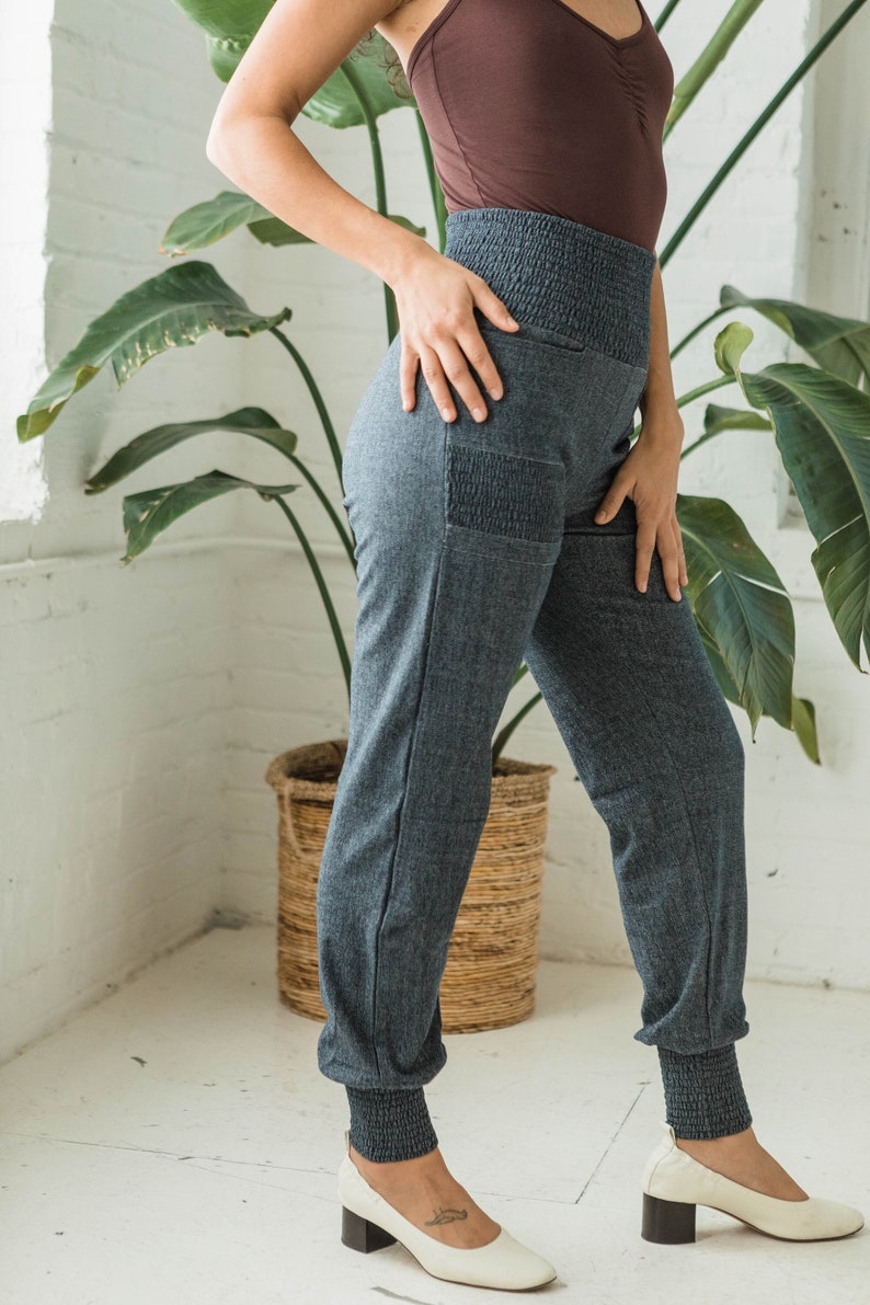 Jacquard Joggers organic cotton high rise soft pant with pockets mini herringbone jogger pants image 7