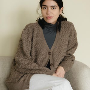 Basketweave Button Down Sweater - one hundred percent organic cotton thick cardigan - pockets image 6