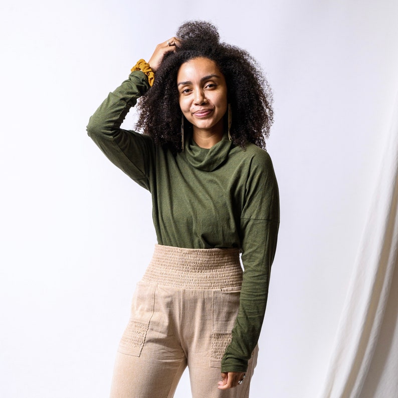 Organic Cotton turtleneck - High neck soft long sleeve - winter layer image 4