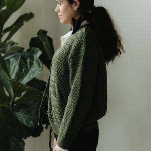 Basketweave Button Down Sweater - one hundred percent organic cotton thick cardigan - pockets image 9