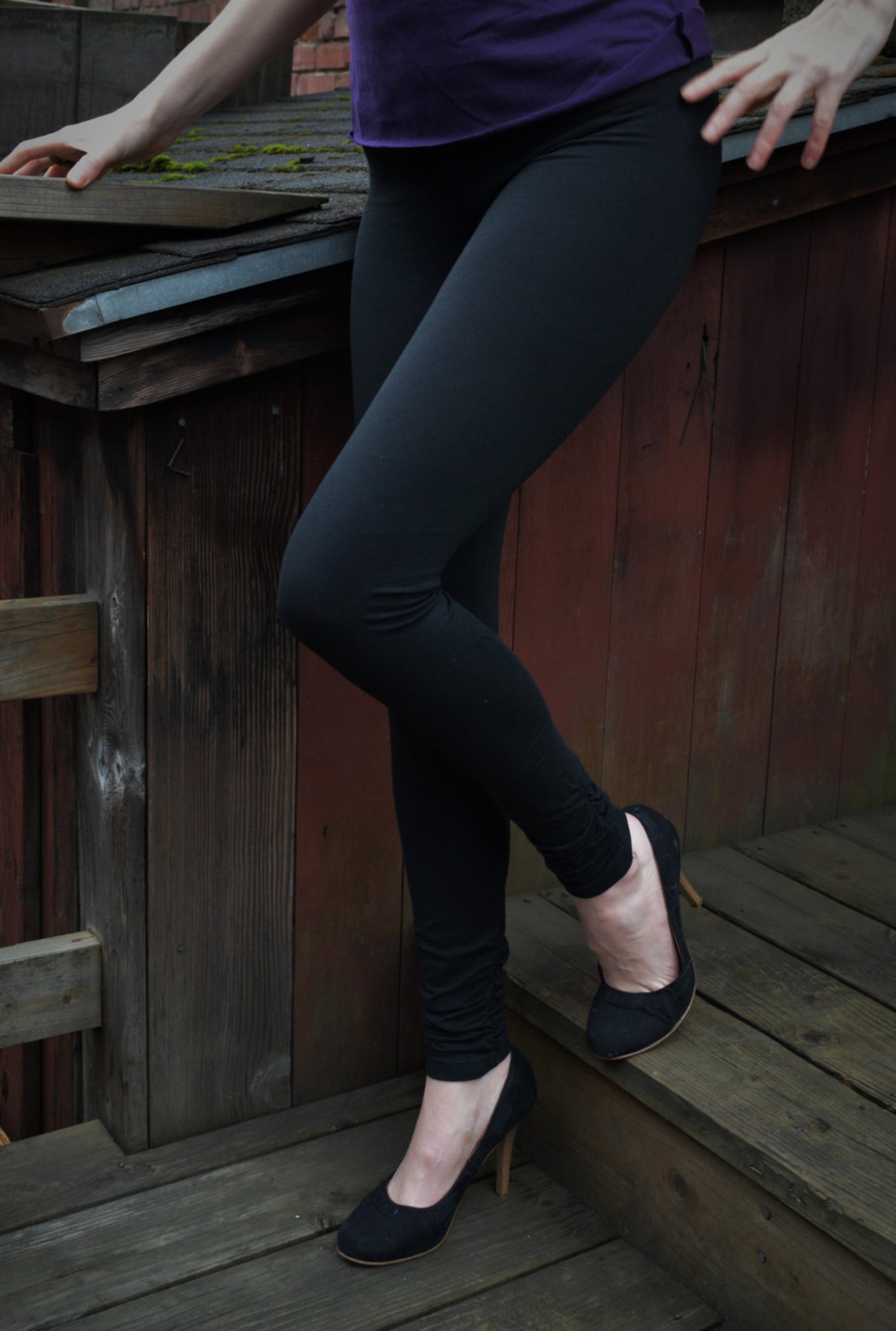 Organic Cotton Leggings Leggings With Ruched Ankle Full Etsy