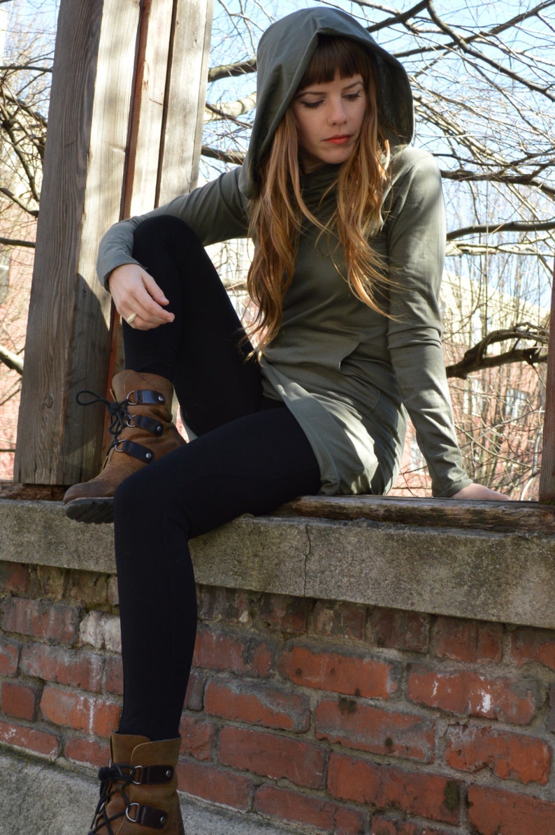 Nomad dress - hooded cowl dress made from 100% organic cotton jersey