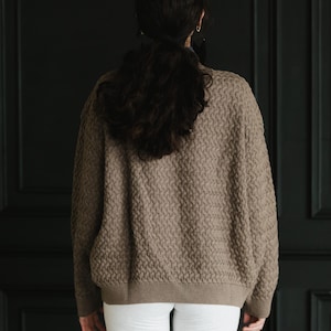 Basketweave Button Down Sweater - one hundred percent organic cotton thick cardigan - pockets image 17