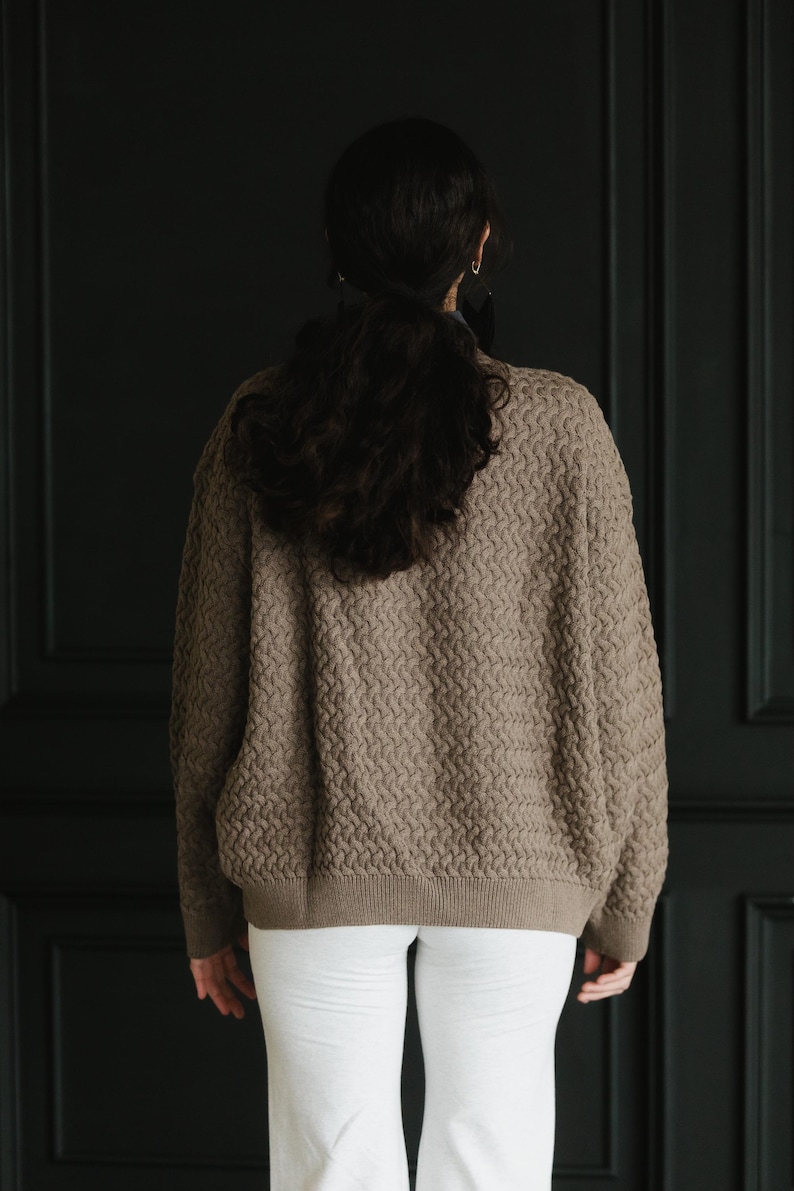 Basketweave Button Down Sweater - one hundred percent organic cotton thick cardigan - pockets image 17