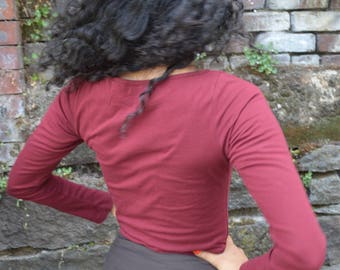 Luna Long Sleeve - camisa de algodón orgánico de manga larga - cuello redondo y manga larga - capa perfecta