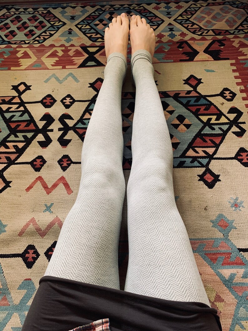 Organic Cotton Herringbone Leggings Light Color Leggings Etsy