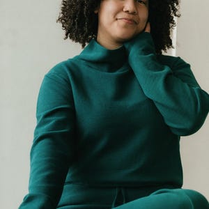 Acacia Top -Organic Cotton Knit Corduroy Top - High Neck crop sweater with texture image 4