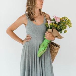 Heather Twirl Dress v neck sleeveless organic cotton flowy dress with pockets image 5