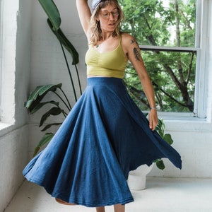 Heather Twirl Skirt with Pockets Lightweight Organic Cotton Skirt Flowy circle skirt image 5