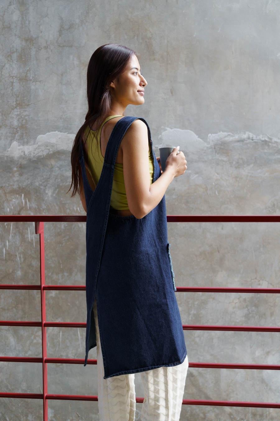Stonewashed Denim Apron: Organic Indigo Crossback Kitchen Apron - Etsy