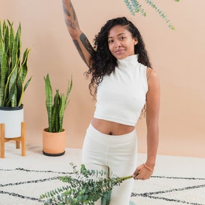 Raya Top - Sleeveless Turtleneck Crop Top - Organic Cotton Cozy Crop ...