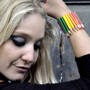 Colored Pencil Bracelet Colored Pencil Jewels Colorful Bracelet Rainbow Bracelet Gift for Art teacher image 4