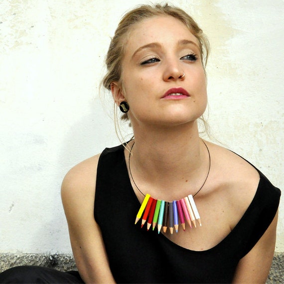Colored Pencil Necklace Pencil Jewelry Colored Pencil Jewelry Art