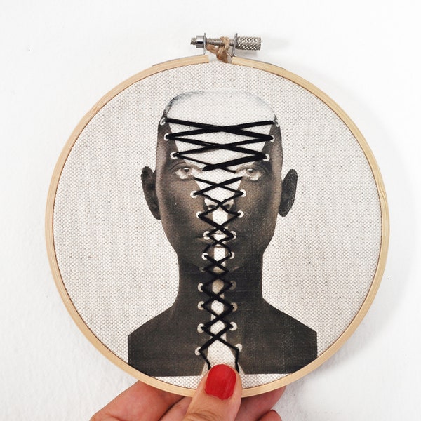 Embroidery - Modern Embroidery Hoop - Portrait embroidery Hoop - Photo Transfer Embroidery  Wall decor gift - Kate Moss