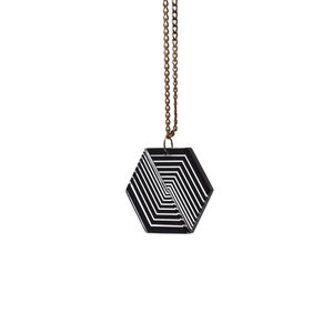 Hexagon Acrylic Necklace - Acrylic Jewelry - Geometric Jewels - Geometric Jewellery - Long Necklace - Modern Necklace - Pendant Necklace