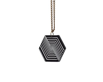 Hexagon Acrylic Necklace - Acrylic Jewelry - Geometric Jewels - Geometric Jewellery - Long Necklace - Modern Necklace - Pendant Necklace