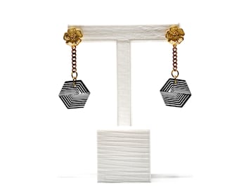 Pendientes acrílicos hexagonales - Pendientes geométricos - Pendientes colgantes - Pendientes mínimos - Par de pendientes acrílicos - Regalo para ella