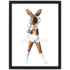 Playgirl Collage- Digital Print Paper Collage - Wall decor - Home Decor - Printed Paper Collage Vintage - A4 size - Little Bunny Collage