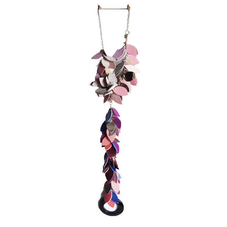Pink leather necklace