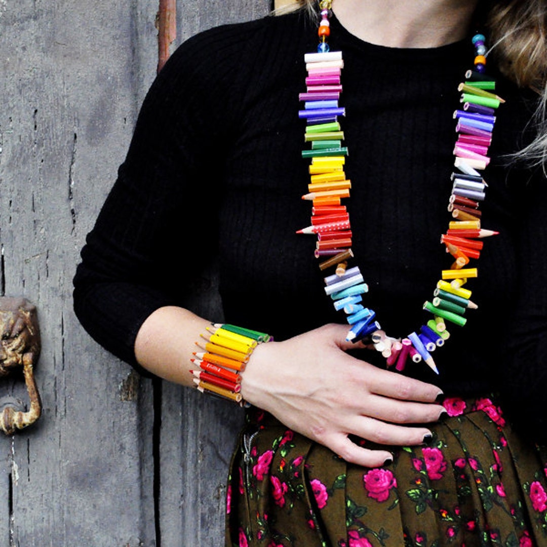 Colored Pencil Necklace Pencil Jewelry Colored Pencil Jewelry Color