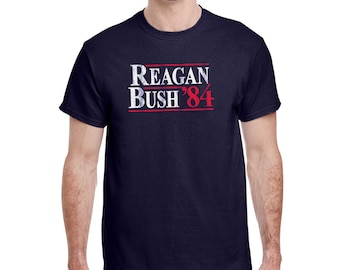 REAGAN BUSH 84 political election tee conservative 80s retro Republican T-SHIRT