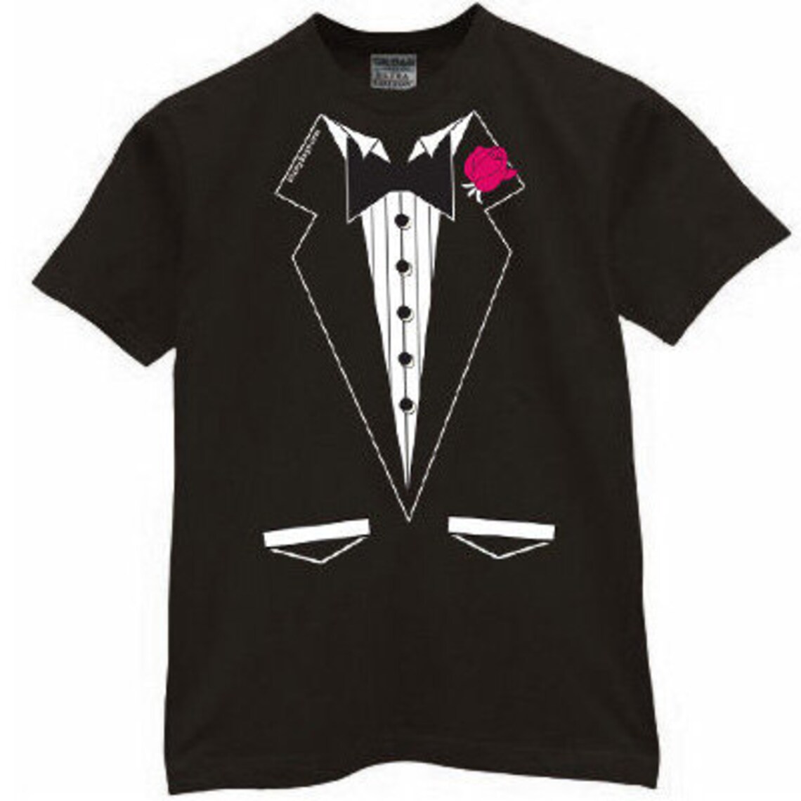 Black Tuxedo T Shirt Wedding Party Classy Flower Bowtie Suit - Etsy