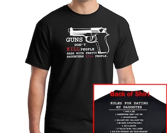 Les armes à feu ne tuent pas les gens papas avec de jolies filles t-shirt protection drôle cadeau fête des pères cadeau père papa