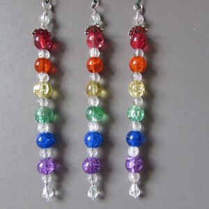 Rainbow Glass Bead Icicle Christmas Ornament, Xmas Decor, Secret Santa. Stocking Stuffer, Teacher Gift, Pride Sun Catcher Necklace Pendant