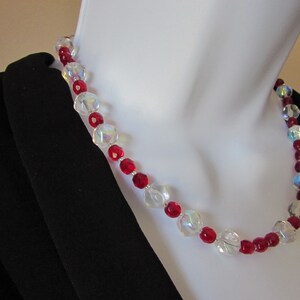 Red Crystal Christmas Choker: Vintage Czech Glass Holiday Necklace