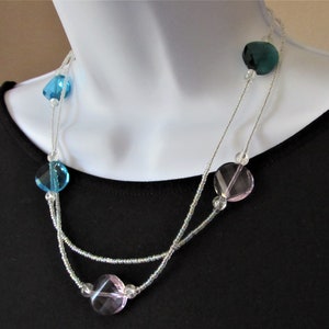 Crystal Statement Necklace: Colorful Glass Bead Long Flapper Jewelry