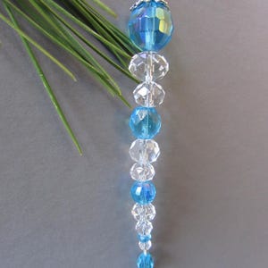 Turquoise Glass Crystal Icicle Ornament: Christmas Tree Decor