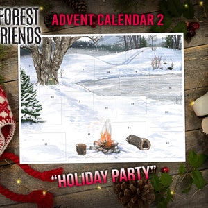 Forest Friends Advent Calendar #2 (Holiday Party) - Festive Countdown to Christmas with Whimsical Woodland Animals and Birds