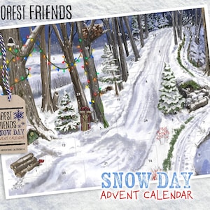 Forest Friends 2025 Advent Calendar #4 (Snow Day) - Festive Countdown to Christmas with Whimsical Woodland Animals and birds