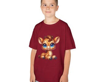 Cute Giraffe Kids Tee, Playful Cotton Shirt