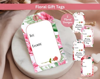 Five Floral Gift Tags Printable Elegant Gift Labels For Hostess Gifts And Gifting