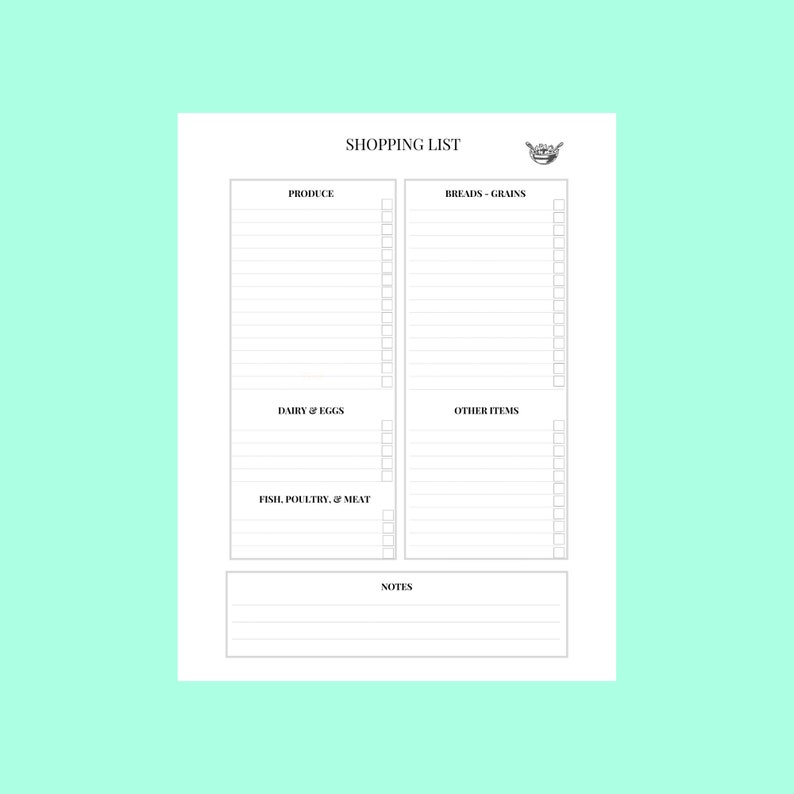 The Mediterranean Diet Printable Meal Planning Pages and Shopping List ...