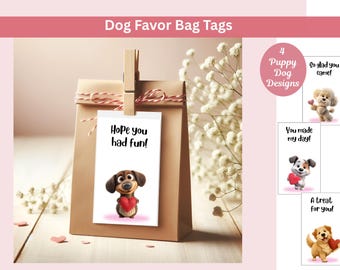 Printable Puppy Favor Tags • Dog Treat Bag Labels • 3×2 Inch Stickers PDF