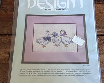 Vintage 1986 Design 1 Goose Gossip Counted Cross Stitch Kit Pam Dungan D185 NOS