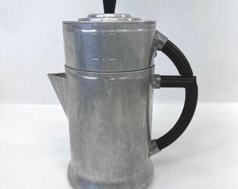 Vintage Wear-Ever No 2206 Aluminum 6 Cup Drip Coffee Maker Made in USA MCM