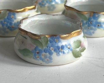 Antique O&EG Royal Austria Open Salts Set 6 Oscar Edgar Gutherz Floral Gold