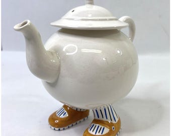 Carlton Walking Ware Teapot Yellow Shoes 1970s Lustre England Vintage Tea Pot