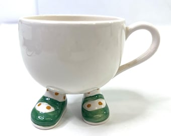 Carlton Ware Walking Ware Teacup Green Shoes Polka Dot Vintage England