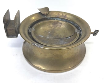 Vintage Brass Mechanical Dumping Ashtray with Match Holder Cigar Rest Tobacciano