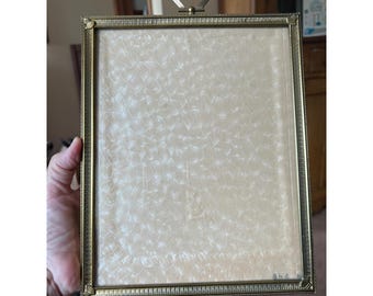 Vintage Brass Tone Picture Frame Shell Corners Heart Finial Wall Hanging