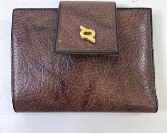 Vintage Rolfs Brown Cowhide Leather Bifold Wallet Gold Logo Snap Closure