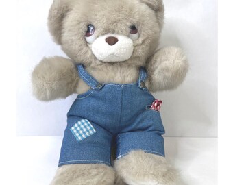 Vintage 1985 24K Polar Puff Little Rost Bear Mighty Star Denim Overalls 14"
