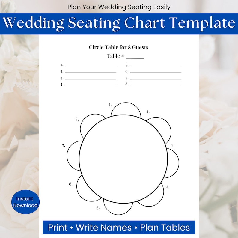 Wedding Seating Chart.pdf Printable Wedding Seating Chart PDF Table Layout Worksheet Template for ...
