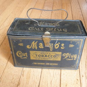mayo's tobacco tin 1920s MAYO'S Cut Plug TOBACCO TIN - Richmond, Virginia - Tobacciana -  Antique - Collectible