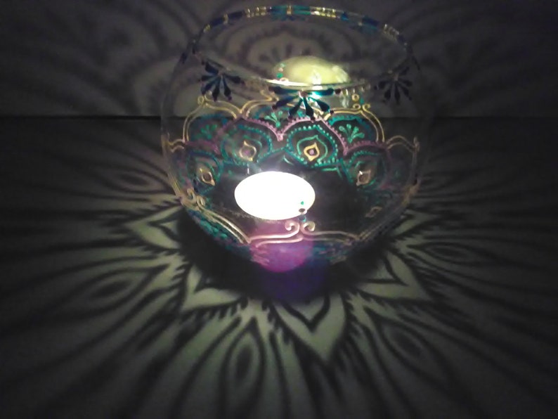 Peacock Theme Candle Holder Metallic Tealgreen&gold Blooming Etsy